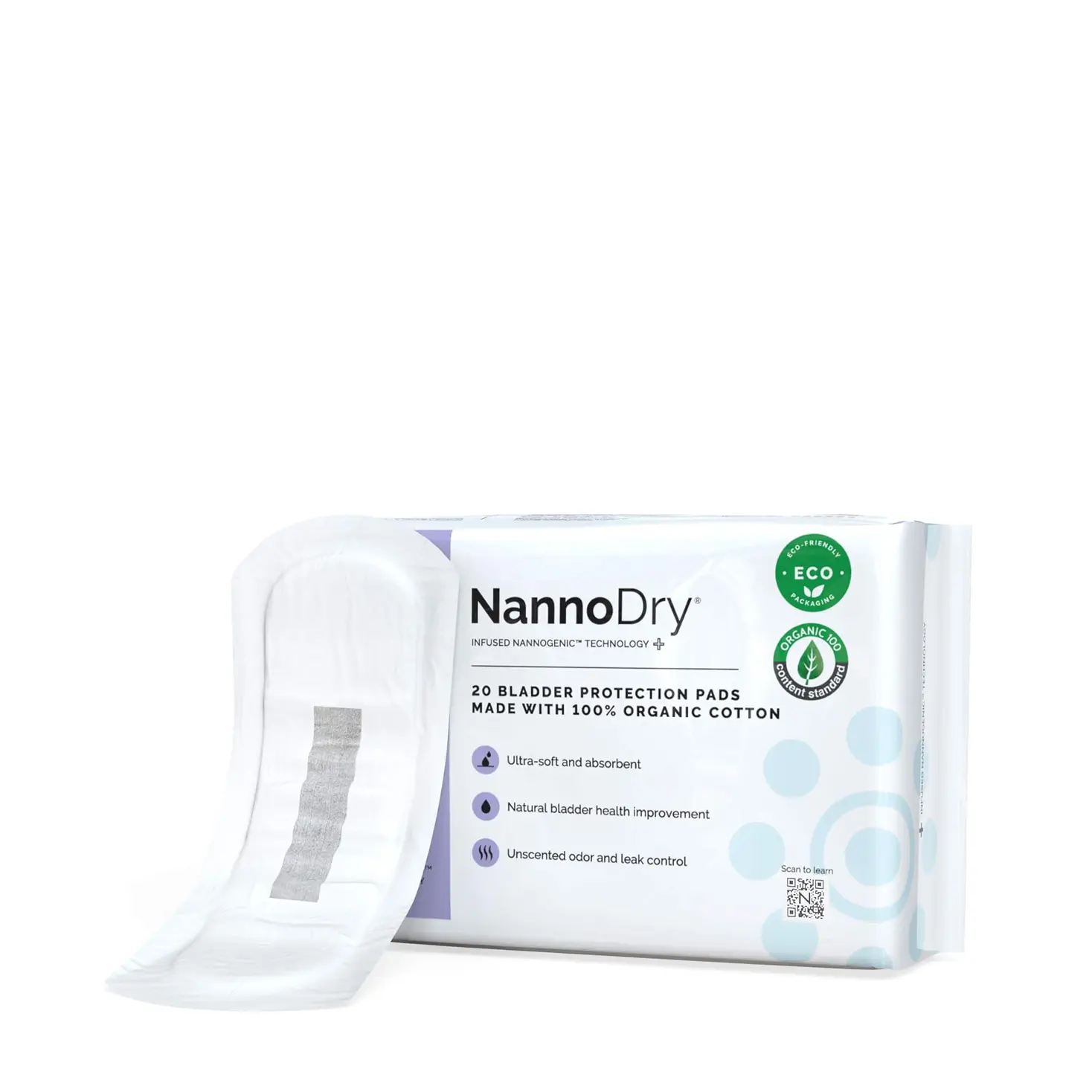 NannoDry | Regular Absorbency Unisex Incontinence Pads 20-Count