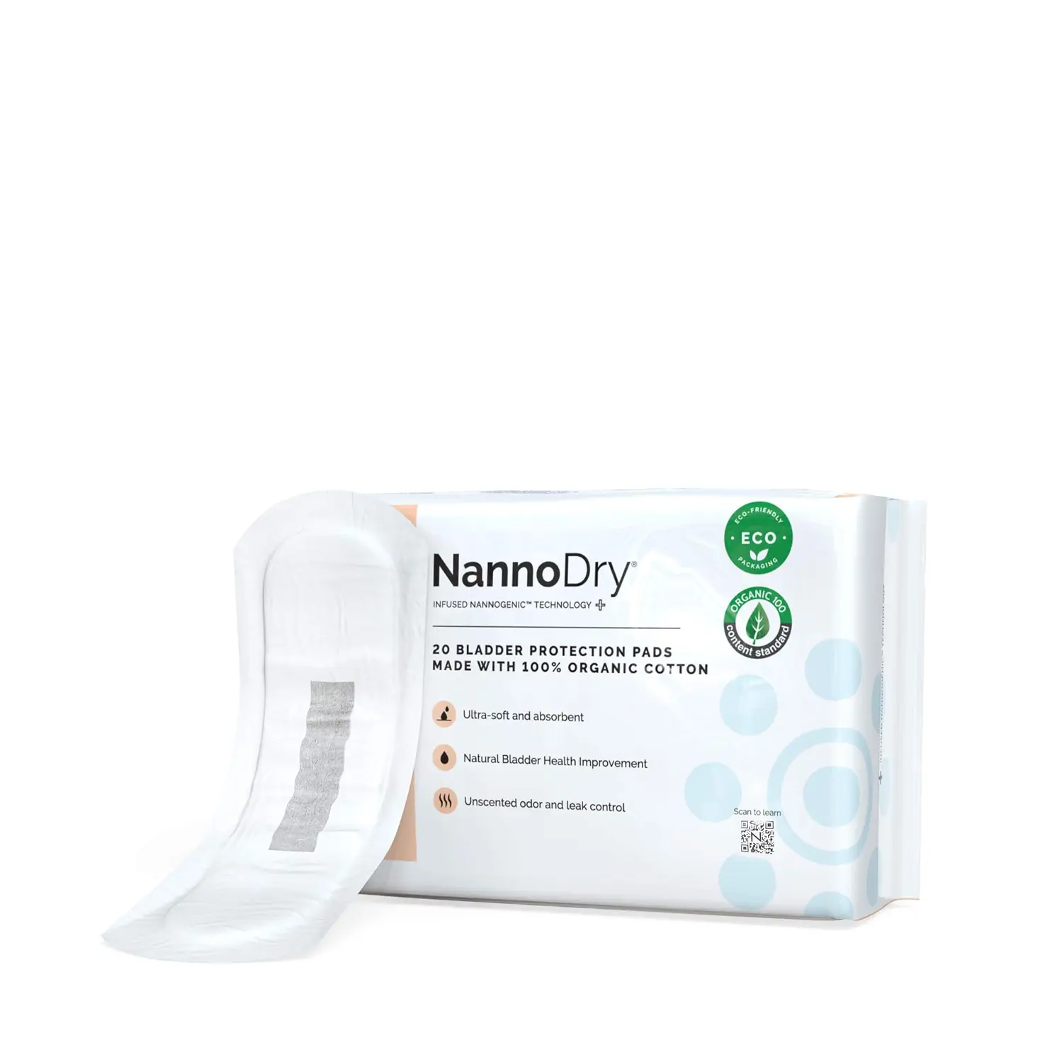 NannoDry | Super Absorbency Unisex Incontinence Pads 20-Count