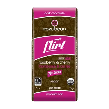 Zazubean | Flirt Dark Chocolate Bar With Raspberry & Cherry