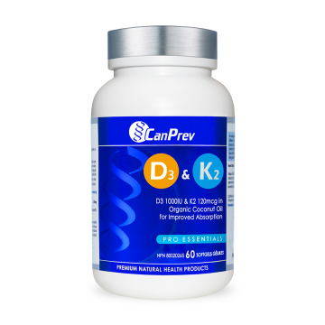 CanPrev | Vitamin D3 (1000IU) & Vitamin K2(120mcg) Softgels