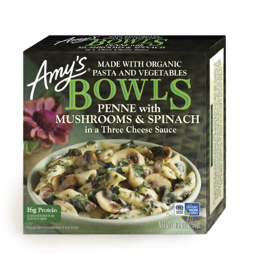 Amy's | Penne Bowl With Mushrooms & Spinach In A Three Cheese Sauce 255g