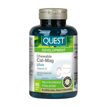 Quest | Chewable Cal-Mag Plus Vitamin D Spearmint Flavour Tablets