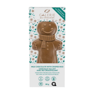 Galerie Au Chocolat | Milk Chocolate Crisped Rice Gingerbread Man 80g