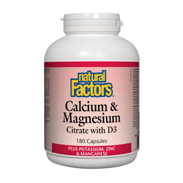 Natural Factors | Calcium & Magnesium Citrate With D3 Plus Potassium, Zinc & Manganese Capsules