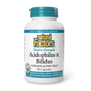 Natural Factors | Double Strength Acidophilus & Bifidus 10 Billion Probiotic Capsules