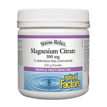 Natural Factors | Magnesium Citrate 300mg Tropical Fruit Drink Mix Powder