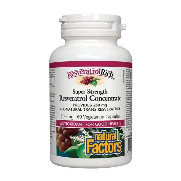 Natural Factors | ResveratrolRich Super Strength Resveratrol Concentrate 500 mg Vegetarian Capsules