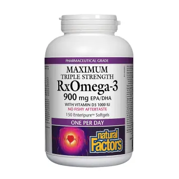 Natural Factors | Maximum Triple Strength RxOmega-3 900mg EPA/DHA With D3 1000IU Enteripure Softgels