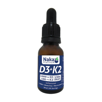 Naka Platinum | D3 & K2 Liquid In MCT Oil (1000IU D3, 100mcg K2)