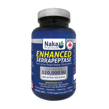 Naka Platinum | Serrapeptase (Serratia Peptidase Enzymes) 120000 SU Delayed Release Vegetarian Capsules
