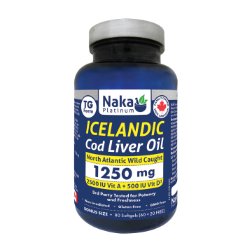 Naka Platinum | Icelandic Cod Liver 1250mg Oil Softgels 80's