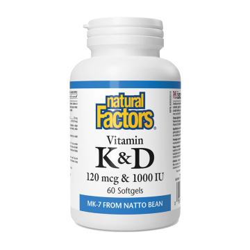 Natural Factors | Vitamin K 120mcg & Vitamin D3 1000IU Softgels