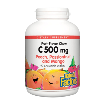 Natural Factors | Vitamin C 500mg Peach, Passionfruit & Mango Chewable Wafers