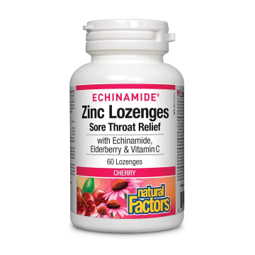 Natural Factors | Echinamide Zinc Sore Throat Relief Cherry Lozenges