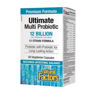 Natural Factors | Ultimate Multi Probiotic 12 Billion Live Cultures 12-Strain Formula Veggie Caps