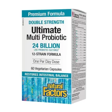Natural Factors | Ultimate Probiotic Double Strength 24 Billion Live Cultures 12-Strain Formula Vegetarian Capsules