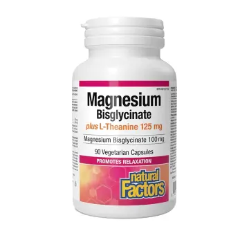 Natural Factors | Magnesium Bisglycinate & L-Theanine Vegetarian Capsules