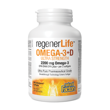 Natural Factors | Regenerlife Ultimate Strength Omega-3+D Softgels