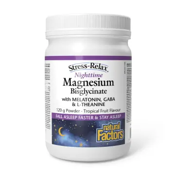 Natural Factors | Stress Relax Dragonfruit/Raspberry Magnesium Nighttime Powder