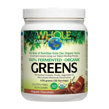 Natural Factors | Whole Earth & Sea Fermented & Organic Chocolate Flavour Greens Powder