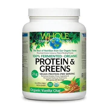 Natural Factors | Whole Earth & Sea Fermented & Organic Vanilla Chai Flavour Protein & Greens Powder
