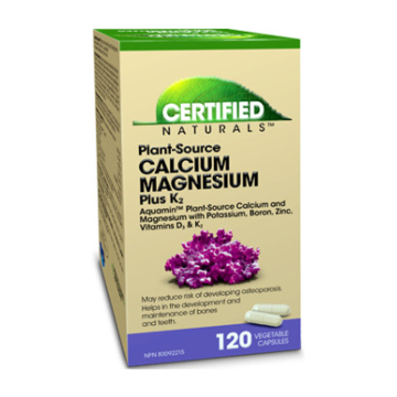 Certified Naturals | Plant-Source Calcium Magnesium+K2 Veggie Caps 120's