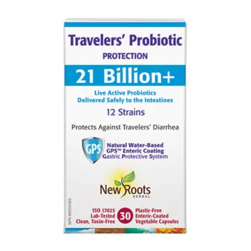 New Roots | Travelers' Probiotic 21 Billion Live Cells 12 Strain Vegetarian Capsules