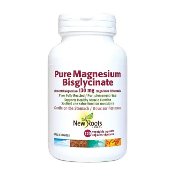 New Roots | Pure Magnesium Bisglycinate 130mg Fully Reacted 120 Vegetarian Capsules