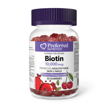 Preferred Nutrition | Biotin 10,000mcg Cherry Pomegranate Flavoured Gummies 30's