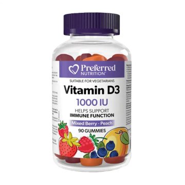 Preferred Nutrition | Vitamin D3 1000IU Mixed Berry & Peach Gummies
