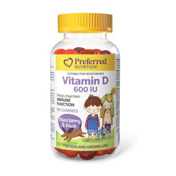 Preferred Nutrition | Vitamin D 600IU Mixed Berry & Peach Gummies