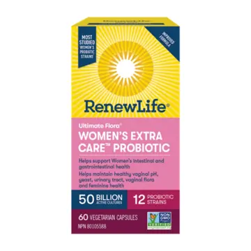 Renew Life | Ultimate Flora Women's Extra Care Probiotic 12-Strain 50 Billion Cultures 30 Vegetarian Capsules