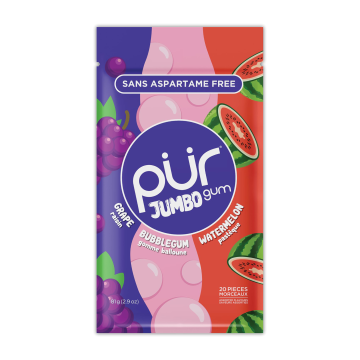 Pur | Grape/Bubblegum/Watermelon Jumbo Gum Bag