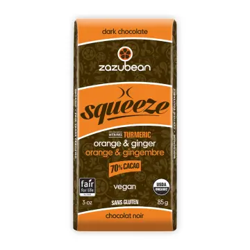 Zazubean | Squeeze Dark Chocolate Bar With Orange & Ginger