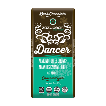 Zazubean | Dancer Almond Toffee Crunch Oat Milk Dark Chocolate Bar 85g