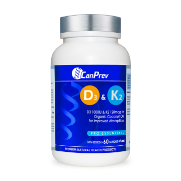 CanPrev | Vitamin D3 (1000IU) & Vitamin K2(120mcg) Softgels