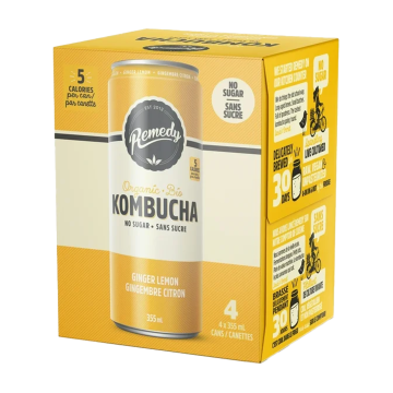 Remedy | Organic Ginger Lemon Kombucha 4pk