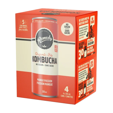 Remedy | Organic Mango Passion Kombucha 4pk