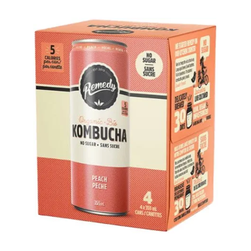 Remedy | Organic Peach Kombucha 4pk