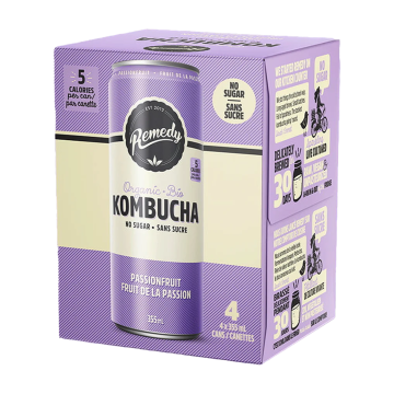 Remedy | Organic Passionfruit Kombucha 4pk