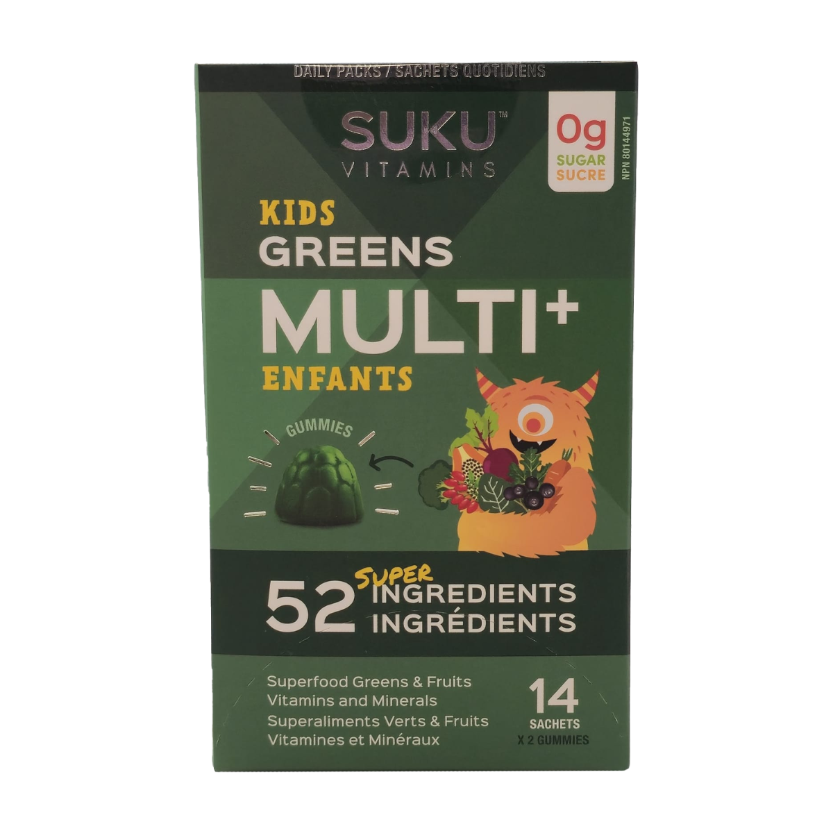 Suku Vitamins | Kids Greens Multi + Sachets Watermelon/Lime (14x2 Gummies)