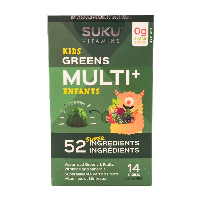 Suku Vitamins | Kids Greens Multi + Sachets Watermelon/Lime (14x2 Gummies)