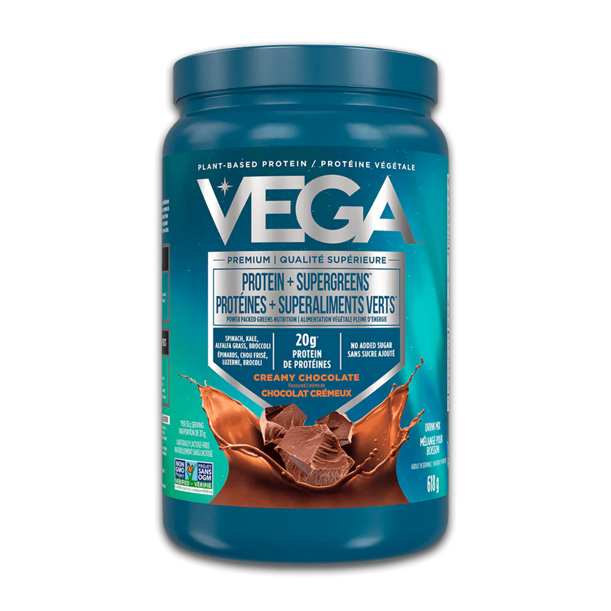 Vega | Creamy Chocolate Protein+Supergreens Drink Mix Powder 521g