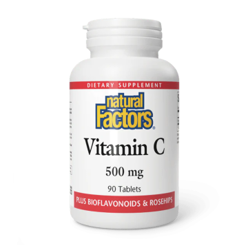 Natural Factors | Vitamin C 500mg + Bioflavonoids & Rosehips 90 Tablets