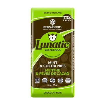 Zazubean | Tablette de chocolat noir Lunatic avec menthe et éclats de cacao 85g