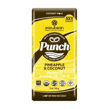 Zazubean | Barre de chocolat au lait de coco Punch avec ananas et noix de coco 85g