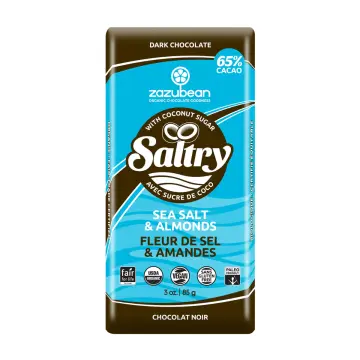 Zazubean | Saltry Dark Chocolate Bar With Sea Salt & Almonds 85g